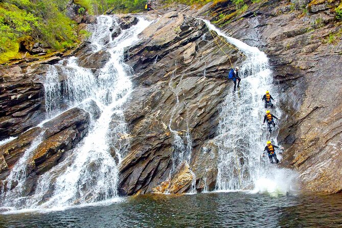 Canyoning Adventure in Hidden Mountain Rapids near Geilo - Sliding through smooth natural rock