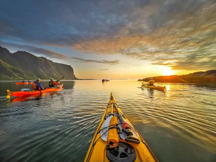 Eggum: Lofoten Islands Midnight Sun Kayak Tour - Learning to paddle with Lucio, Israel, Santi, and the team