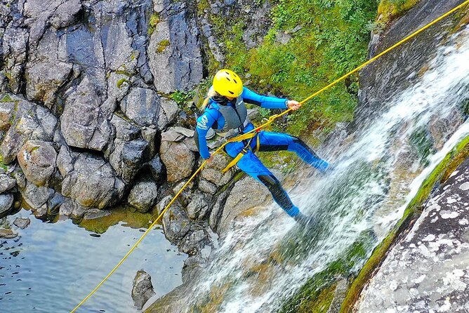Extreme Canyoning With Waterfall Rappelling near Geilo in Norway - Starting with the waterfall rappel