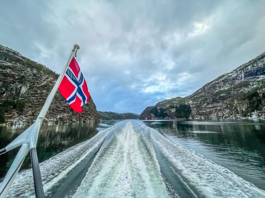 From Bergen: The Original Fjord Cruise to Mostraumen - The waterfall stop brings the fjord close