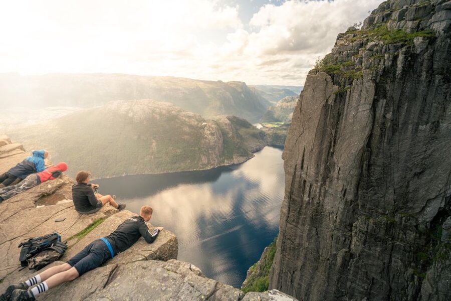 From Stavanger: Pulpit Rock Guided Hike with Pickup - Basecamp briefing and the first climb