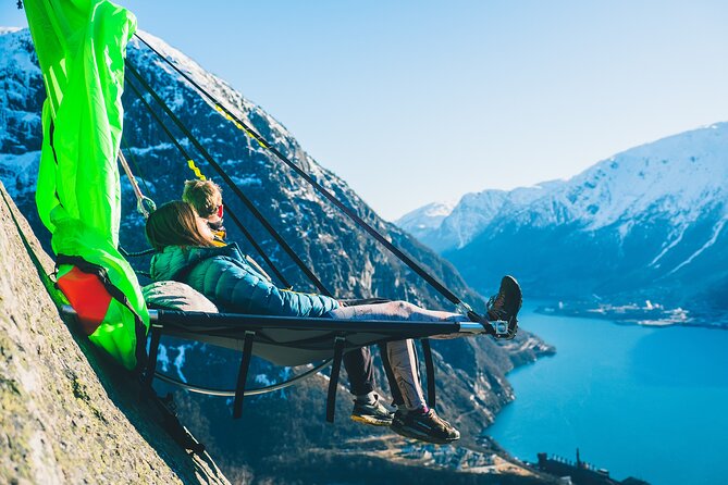 Full Day Cliff Camping Experience in Ullensvang - Arriving at Tyssedal for a cliff-side night