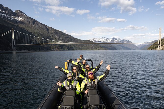 Hardangerfjord Ultimate RIB adventure from Ulvik - Hardanger Bridge from the water