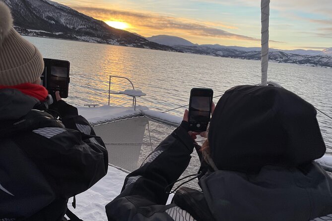 History Fjordcruise Around The Isle Of Tromso - Luxury Catamaran - Passing Kvaløya and the fjord scenery