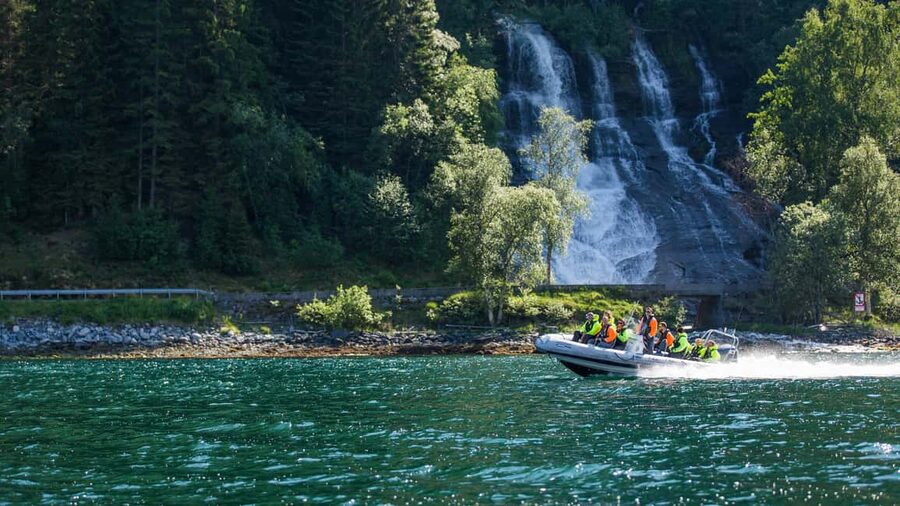Olden: Nordfjord RIB Boat Tour with Live Commentary - A fast start beside the Olden cruise dock
