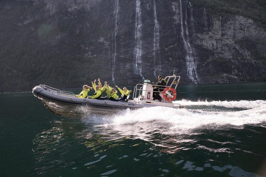 RIB Geiranger - Fjordsafari - Racing toward the Seven Sisters and Friaren
