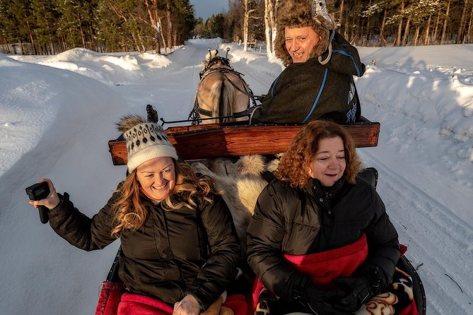 Sleigh or wagon ride in the arctic Country side - Riding beside the Alta River