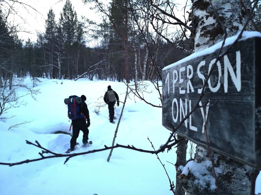 Snowshoeing Adventure to the Enchanting Frozen Waterfall - Walking toward Orvvosfossen through Alta’s winter woods
